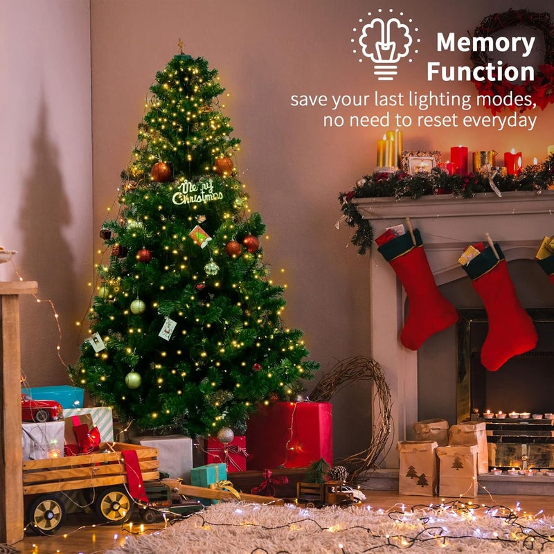 BOLWEO Christmas Tree Lights, 280LED Christmas Lights for Tree 8 Modesfor 6ft-7ft Christmas Tree, UL Certified Indoor Outdoor Christmas Decorations 8 * 6.6ft Drops Warm White - Image 4